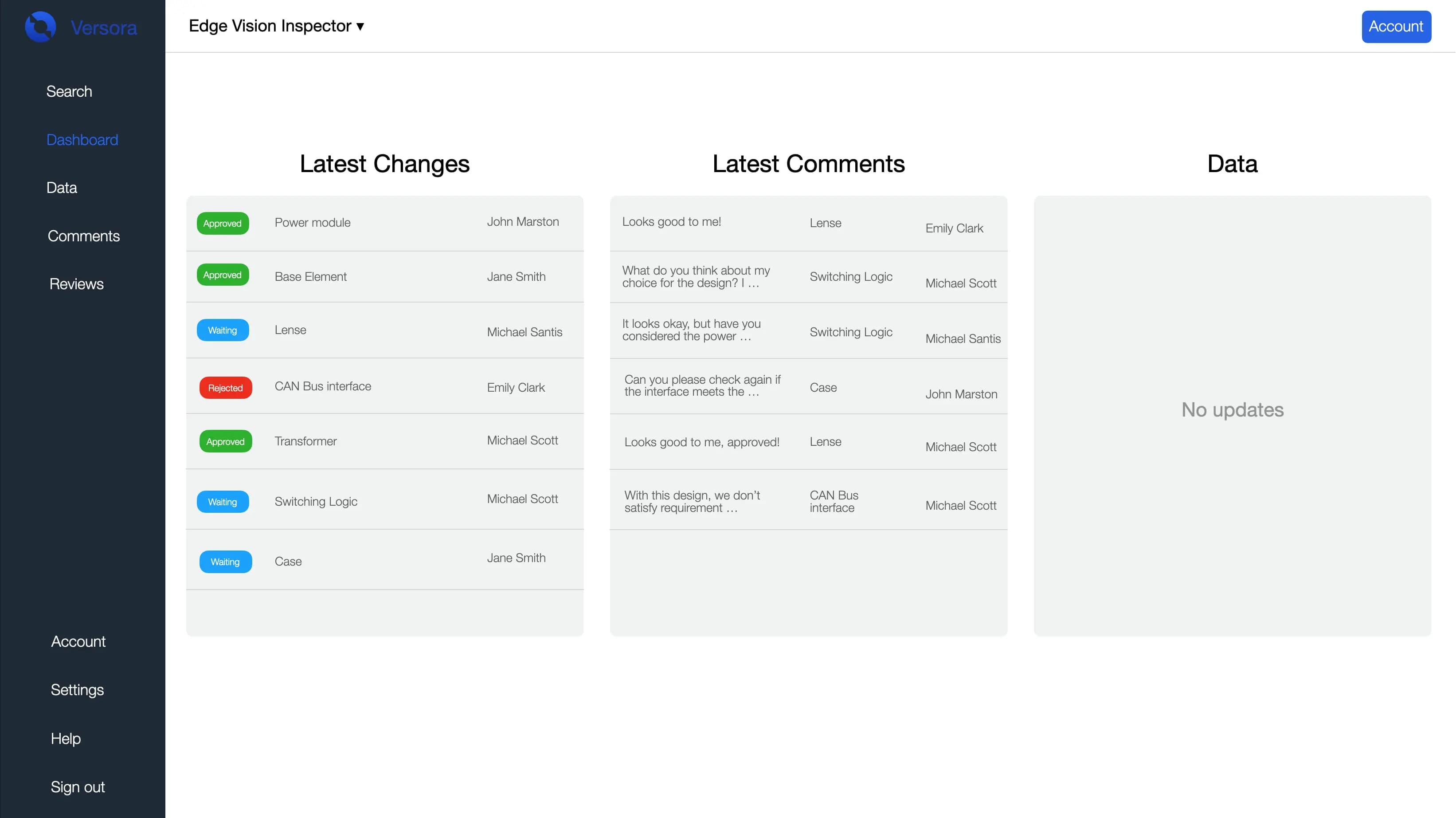Versora versioning view